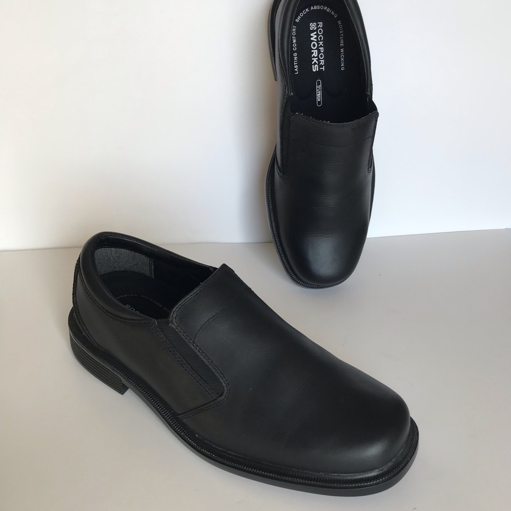 Rockport Works Ontario Slip-Resistant Black Slip-on Genuine Leather Men size 11